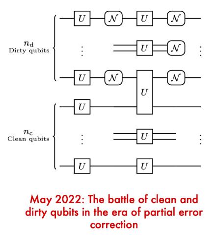 The battle of clean and dirty qubits in the era of partial error correction